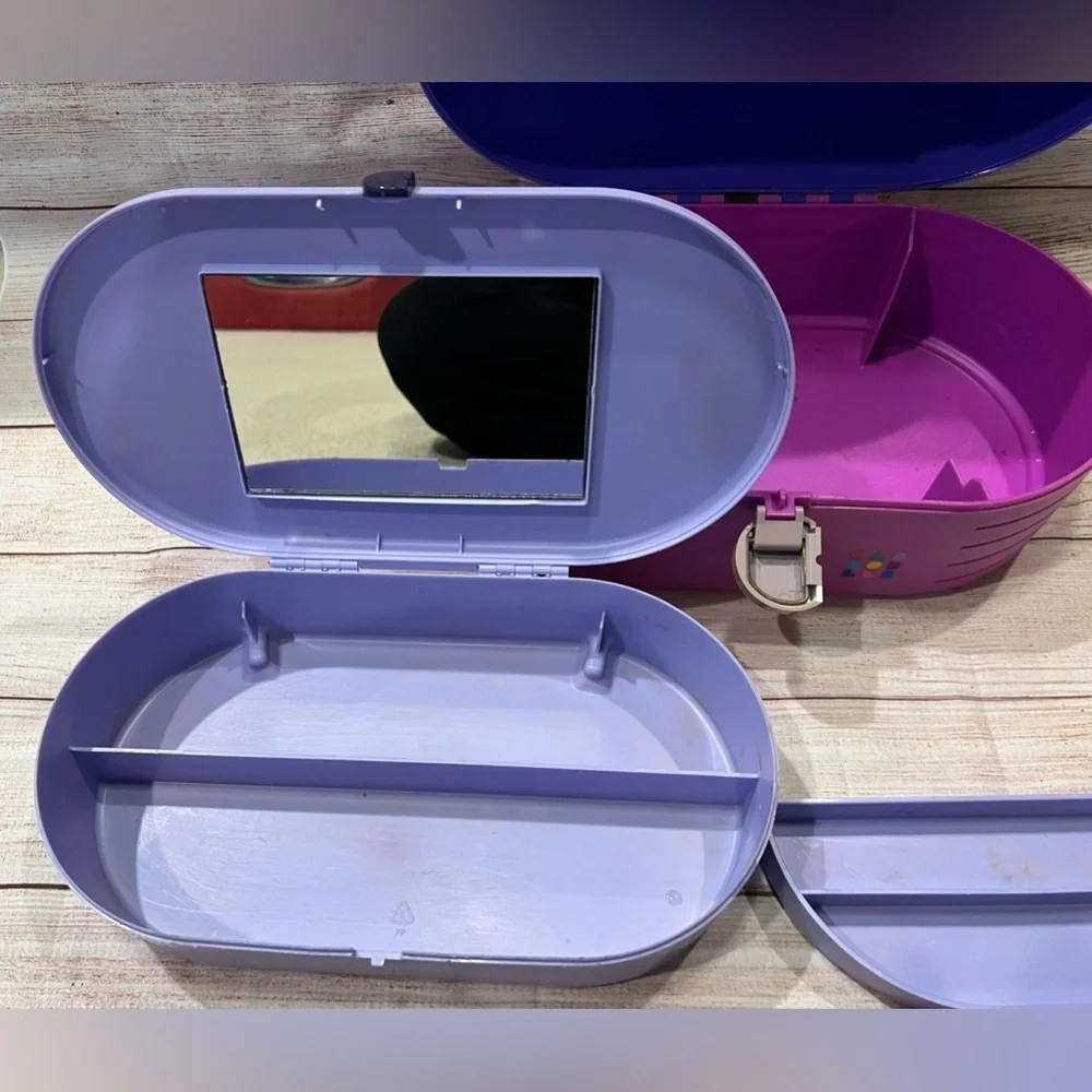 Caboodles Cosmetic Makeup Case 2642 Purple 80s Vintage w/ Mirror